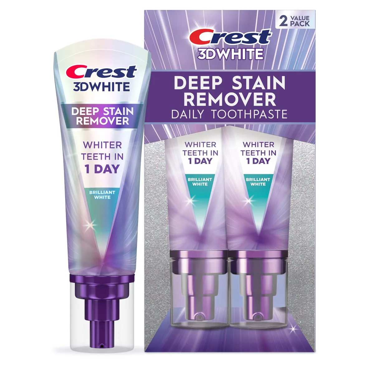 Two white 3.1oz toothpaste tubes in rectangular box