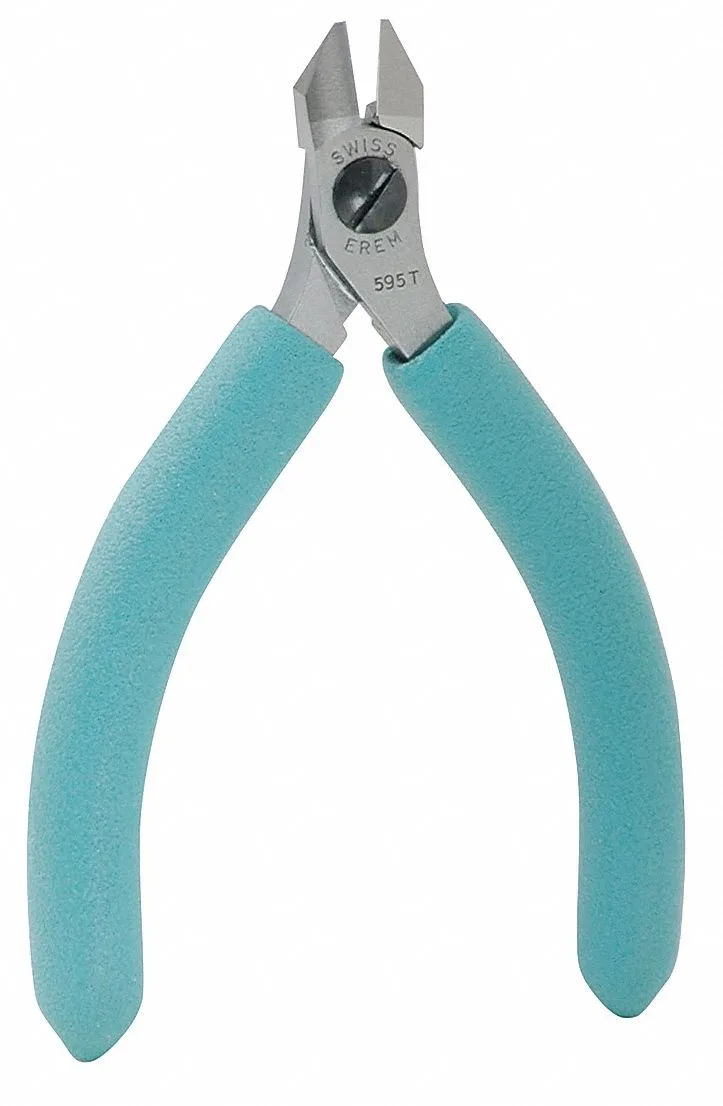 Steel diagonal cutting pliers with tapered jaws and dipped pistol grip handle