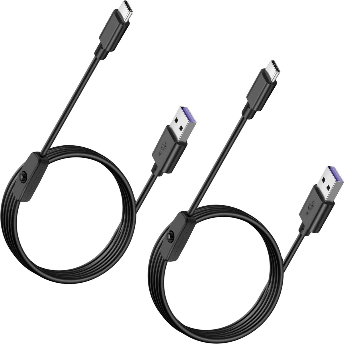  SAISN 501 USB A to USB C charging cable with switch, 2-pack — product photo