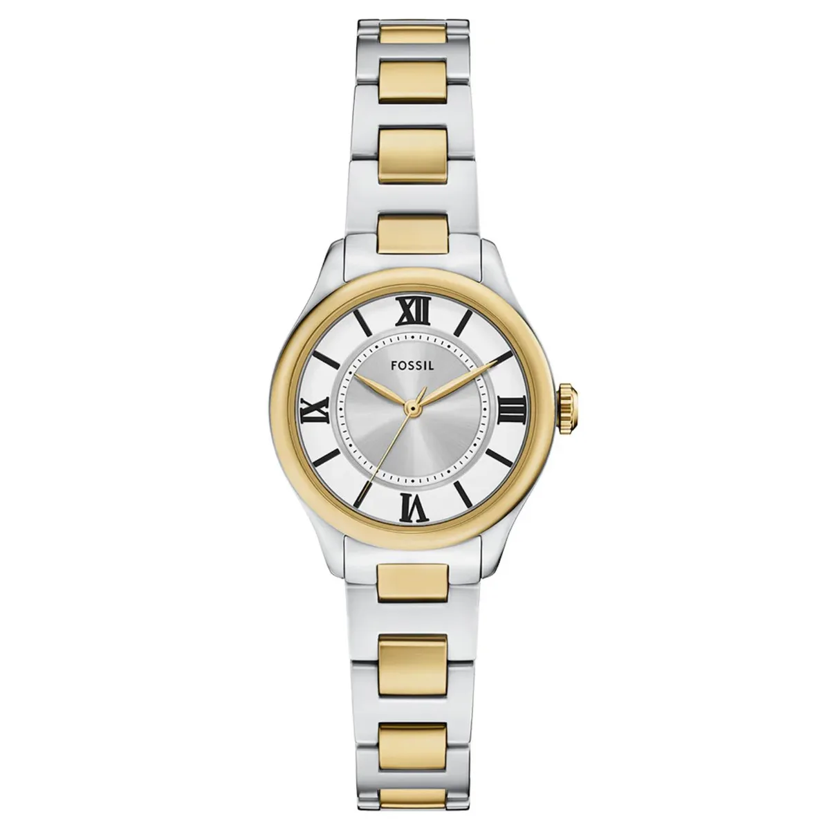 Silver stainless steel watch with matching bracelet and silver dial