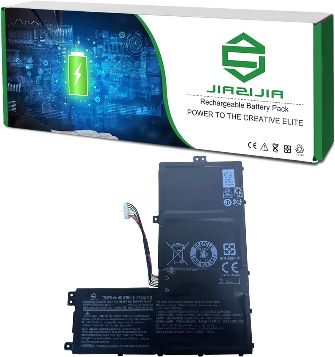 NShi NShi AC17B8K laptop battery 15.2V 48Wh 3220mAh — product photo