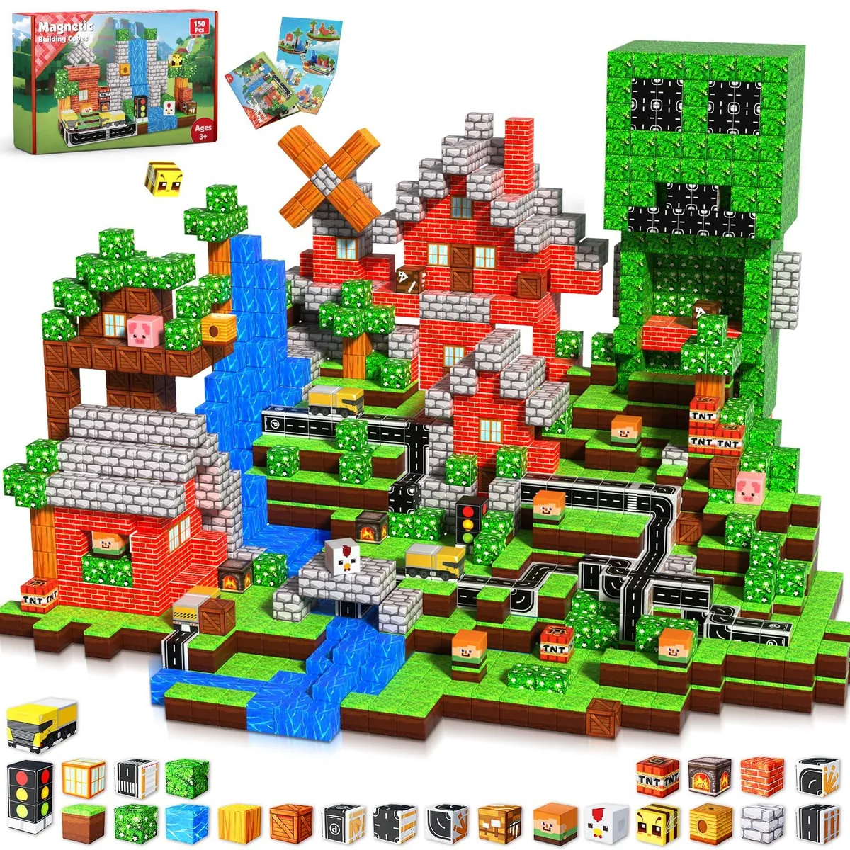 Magnetic Blocks 150PCS Road Forest Cubes STEM Educational — product photo