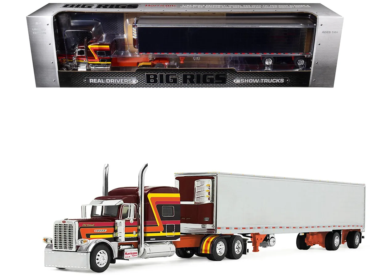 First Gear First Gear Peterbilt 389 70" Sleeper 53' Trailer Hurricane Express 1/64 Diecast — product photo