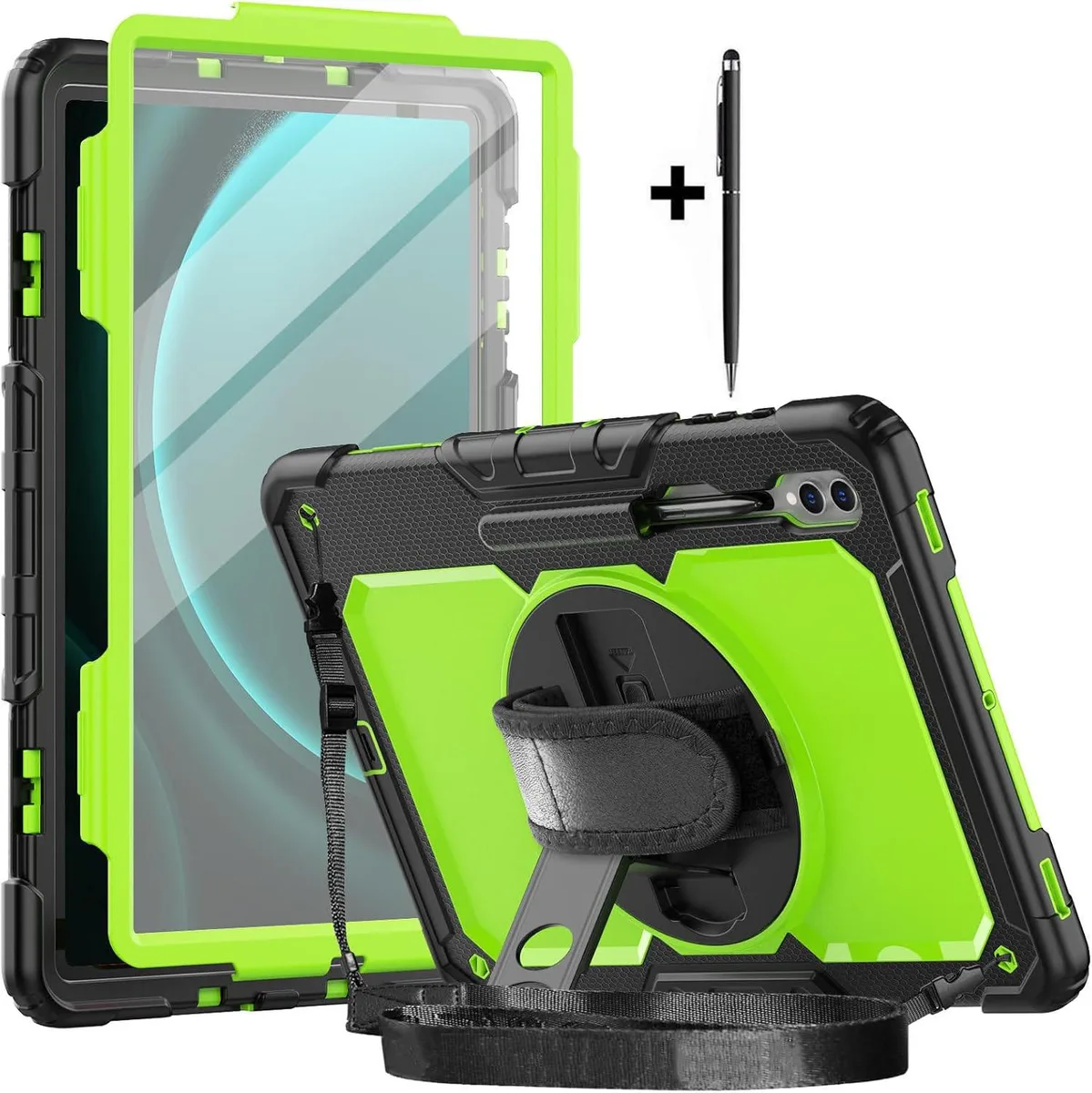 BONAEVER BONAEVER SM-X920/X926B/X926N/X920N rugged shockproof rotating stand shoulder strap laptop case Green — product photo