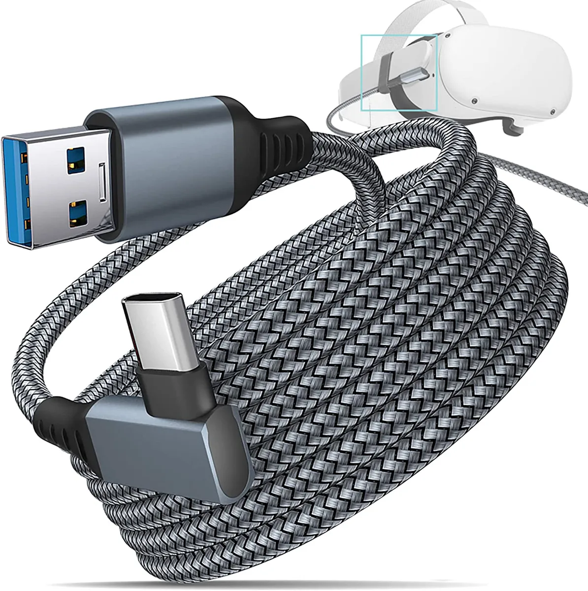 IHDAPP IHDAPP 16 ft USB A to USB C Link Cable 90° Braided 5 Gbps — product photo