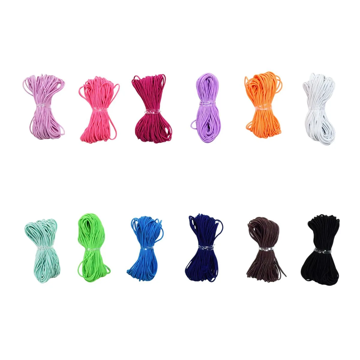  Evening Crystals Multicolor Beading Elastic Cord 1mm 12 colors 11 yards each 131 yards total .118 kg — product photo
