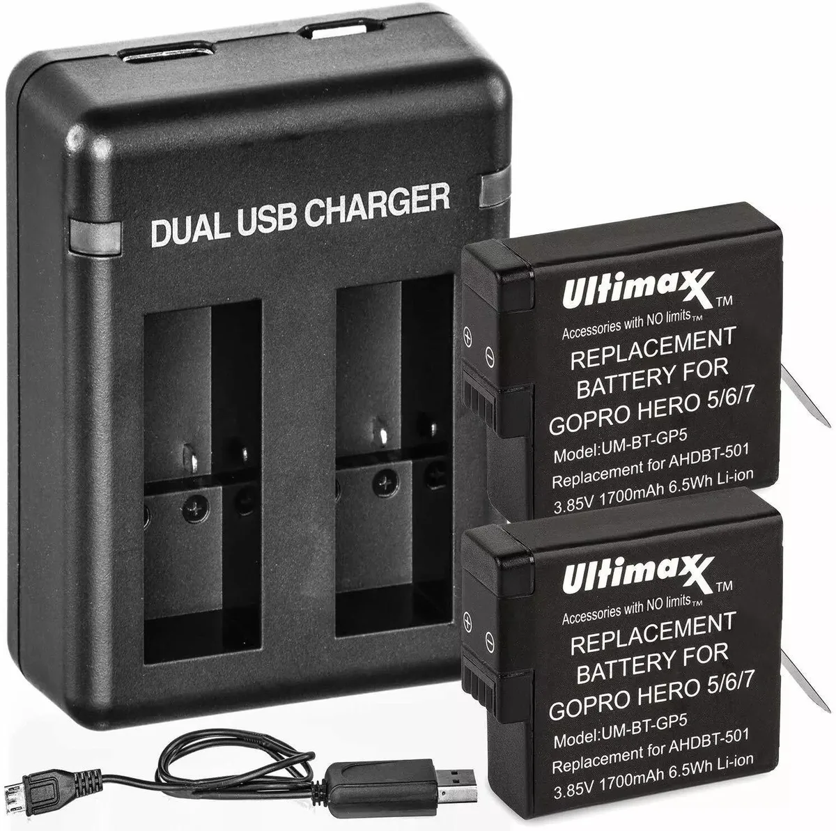 Ultimaxx Ultimaxx 2-Pack Battery &amp; Dual Charger for GoPro HERO8/7/6/5 — product photo