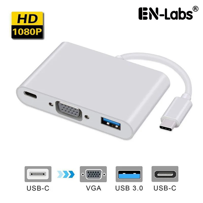 EN-Labs EN-Labs USB-C to VGA 1080p + USB 3.0 + PD 100W Multiport Adapter — product photo