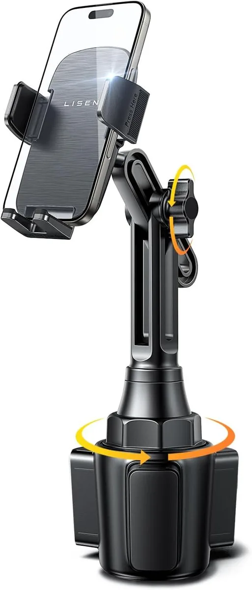 Keyence Keyence Cup Holder Phone Mount 360 Adjustable Long Neck Golf Cart Truck Jeep iPhone 17 Google 4-7 Phone — product photo