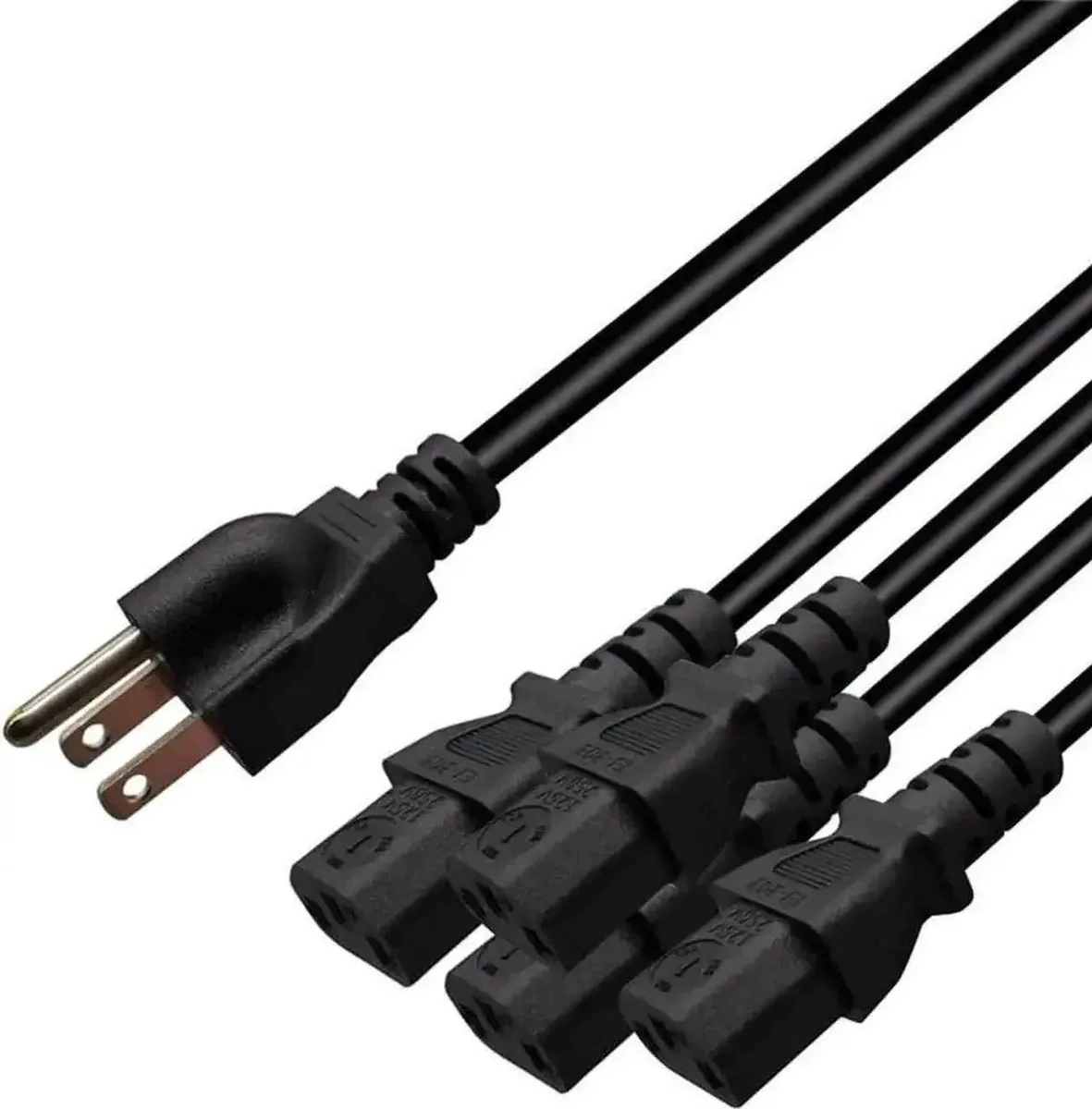 SMUGDESK SMUGDESK 3FT 18AWG 125V 15A NEMA 5-15P to 4 NEMA 5-15R Power Splitter Cord — product photo