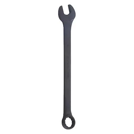 Large black oxide combination wrench with double hex box end and long single-piece handle