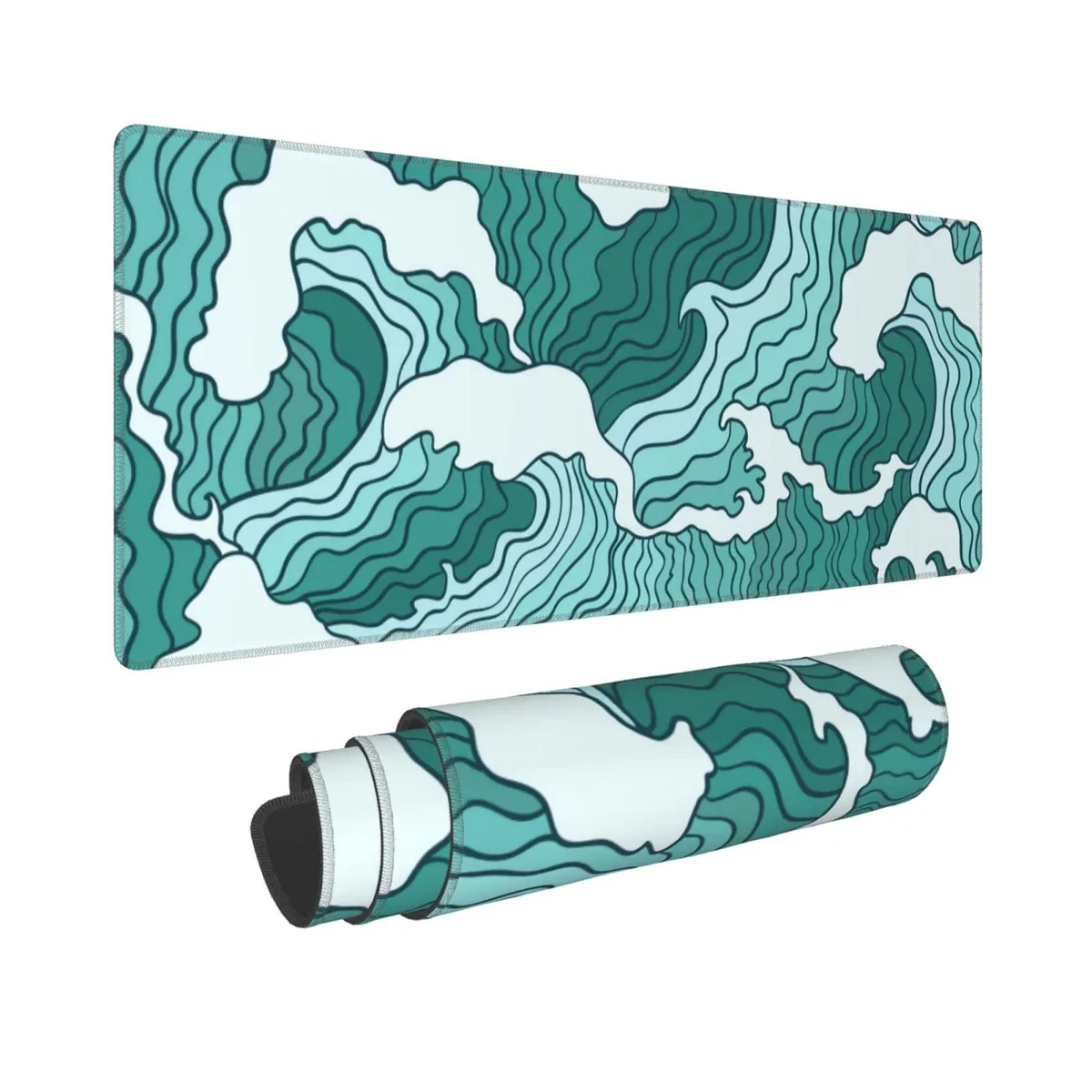  MOLIAN 11416 Green Wave Mouse Pad 31.5x11.8 in — product photo