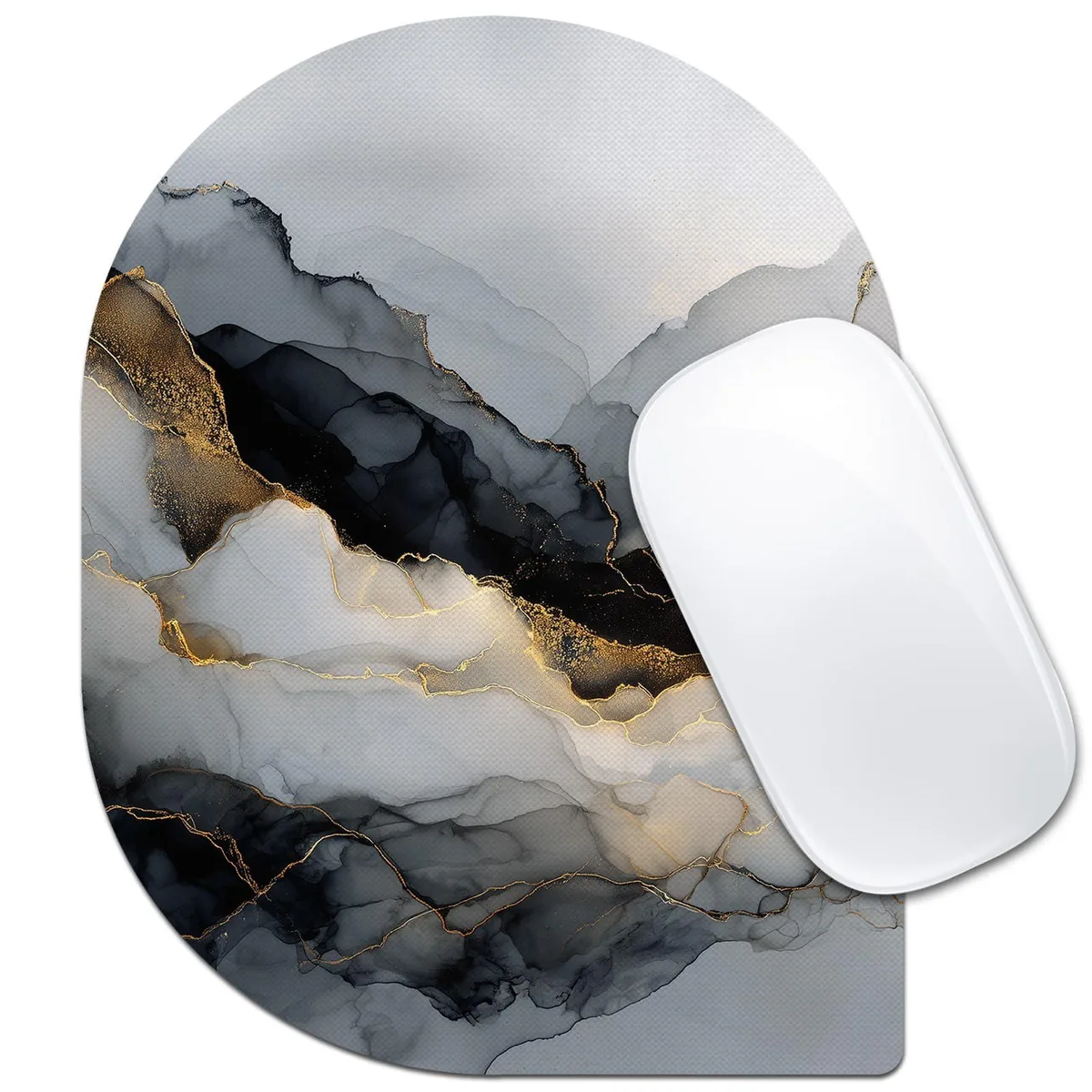 Velluxion Irregular Oval-Angle Mouse Pad 6.19 x 8.07 in Ink Marble-02 — product photo