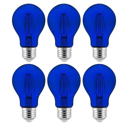 Blue LED filament A19 bulb with transparent glass and medium base