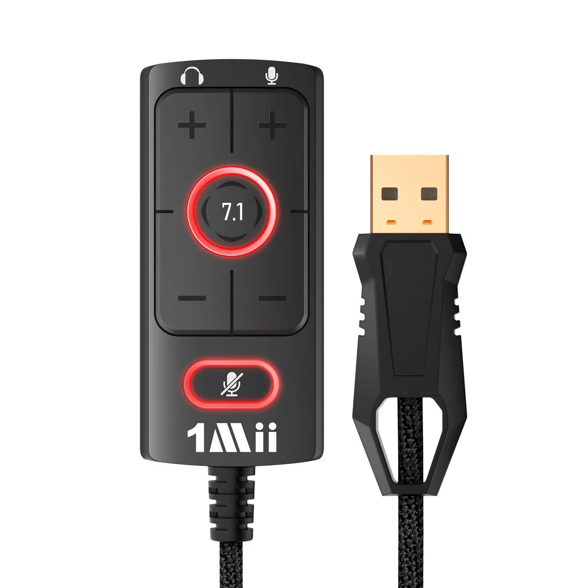  1Mii S03 USB Sound Card 7.1 Virtual Surround 3.5mm Adapter 6 ft Braided Cable — product photo