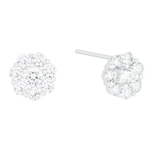 ORROUS &amp; CO ORROUS &amp; CO Legacy Collection 18k Gold Plated Cubic Zirconia Flower Stud Earrings White Gold — product photo