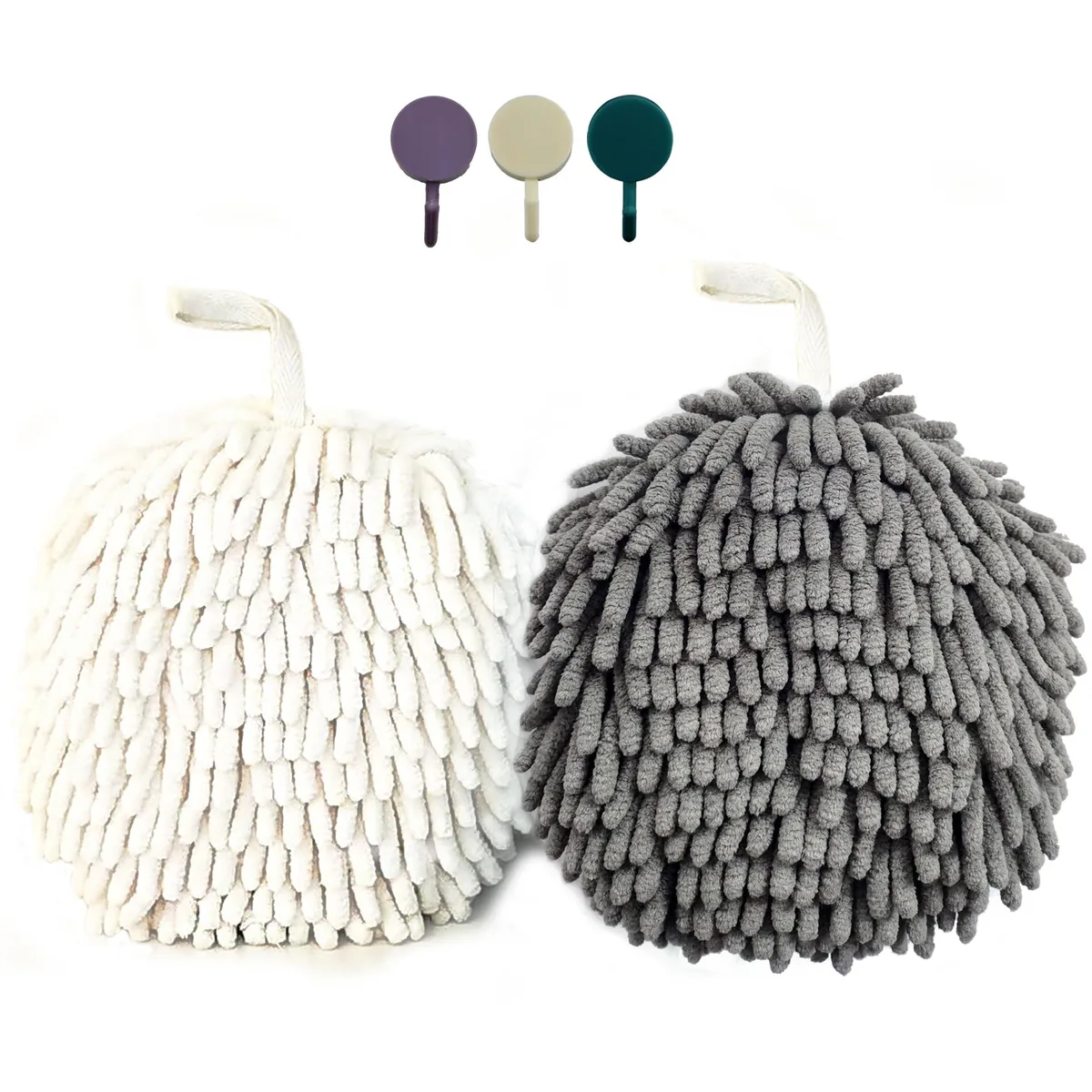  Lavish Home Chenille Hand Towel Bath 15" White 2-Pack — product photo