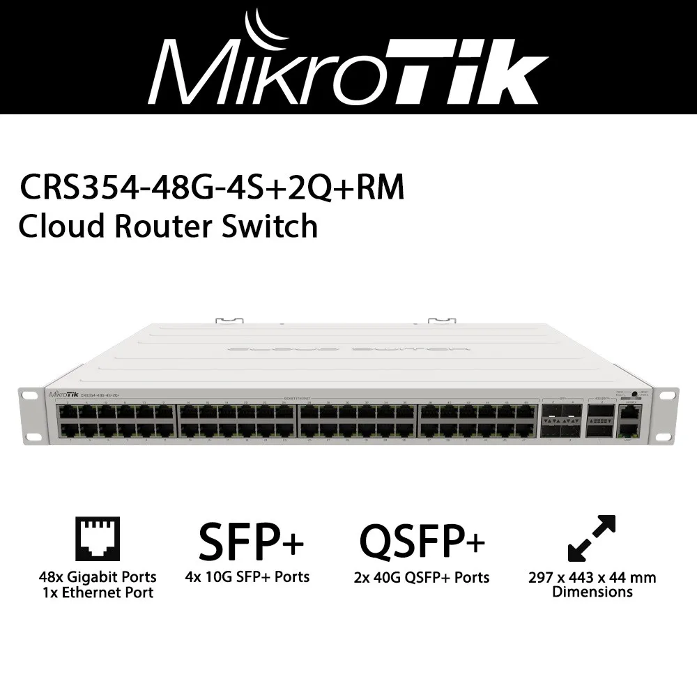 Mikrotik Mikrotik CRS354-48G-4S+2Q+RM network switch 48 x 1G RJ45 4 x 10G SFP+ 2 x 40G QSFP+ — product photo