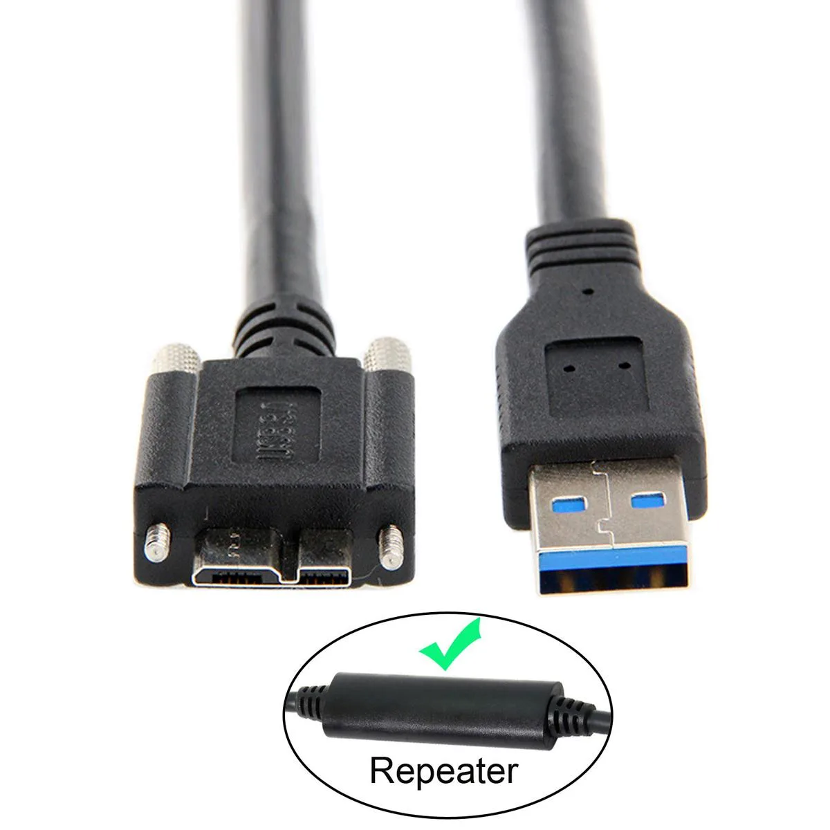 Cablecc Cablecc 8.0m USB 3.0 A Male to Micro USB 3.0 B Male Repeater Cable with Mount Panel Screws — product photo