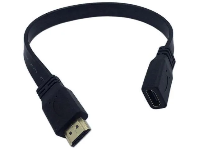 Manw Manw 1ft Flat Slim HDMI Extension Cable Male to Female Black — product photo