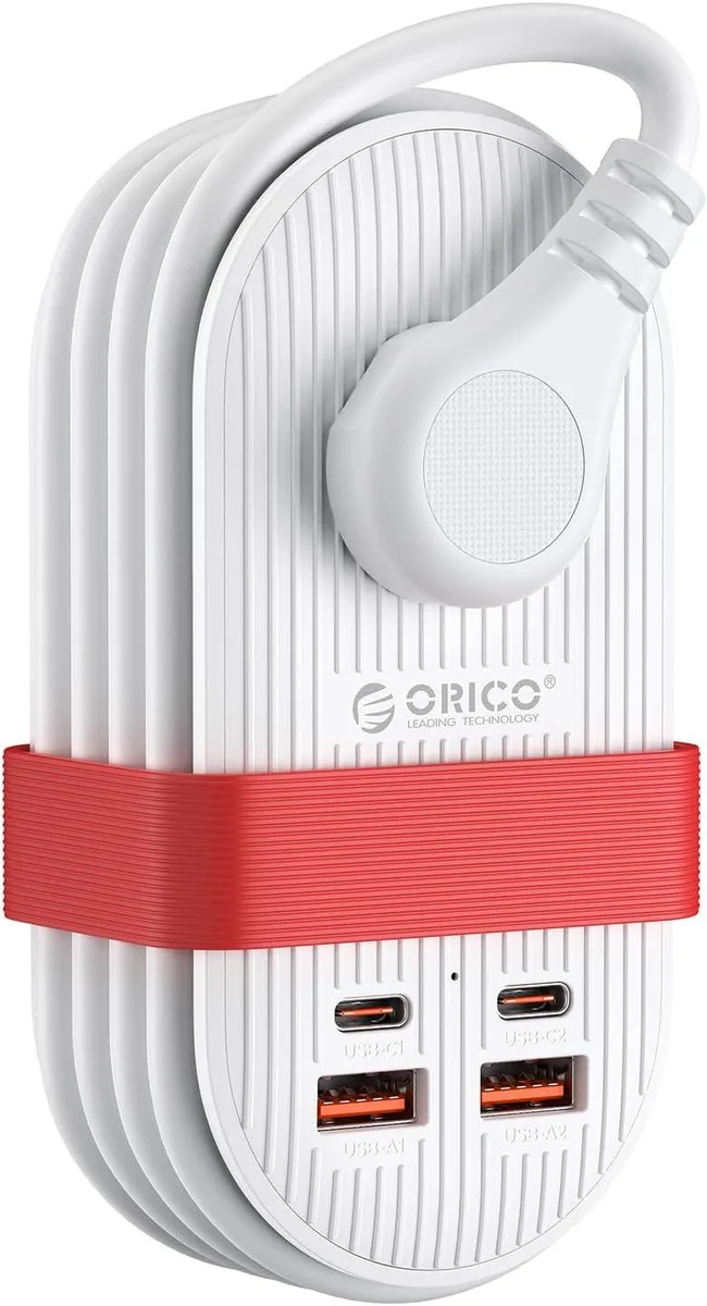 Orico Orico TK25 7-in-1 Power Strip 3AC 2USB-A 2USB-C 4ft White — product photo