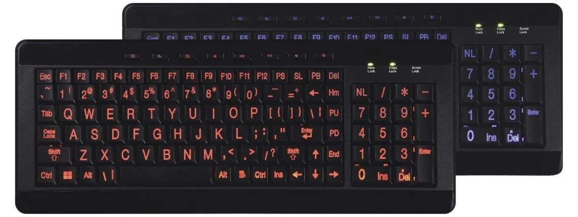 iMBAPrice iMBAPrice Large Font Print USB LED Backlit Keyboard Orange and Blue accessory — product photo