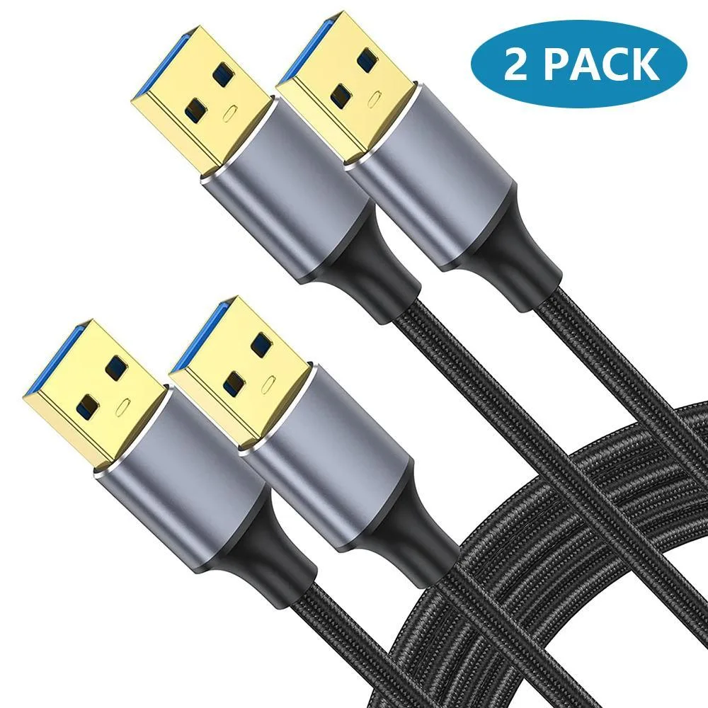 WRIARICH WRIARICH 2-pack USB 3.0 A male to male cable 3.3ft braided — product photo