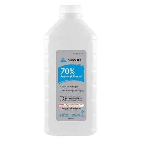 Clear 16 oz plastic bottle of 70% isopropyl alcohol first aid antiseptic
