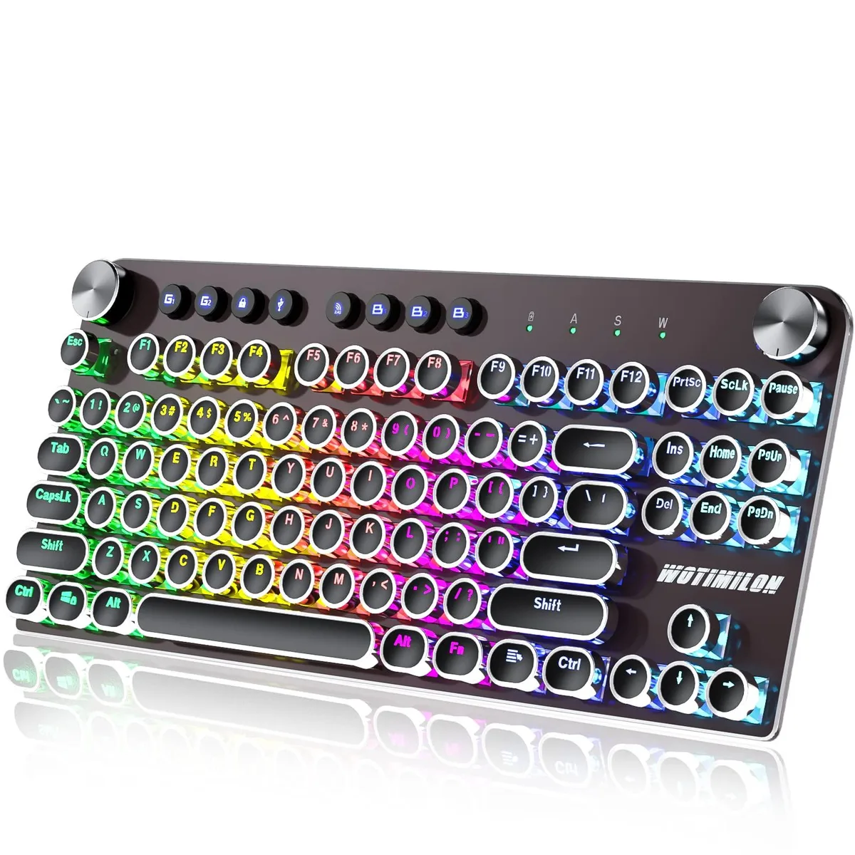  WOTIMILON WM87 Mechanical Typewriter Gaming Keyboard TKL 87 Keys Clicky Switch RGB Tri-Mode — product photo