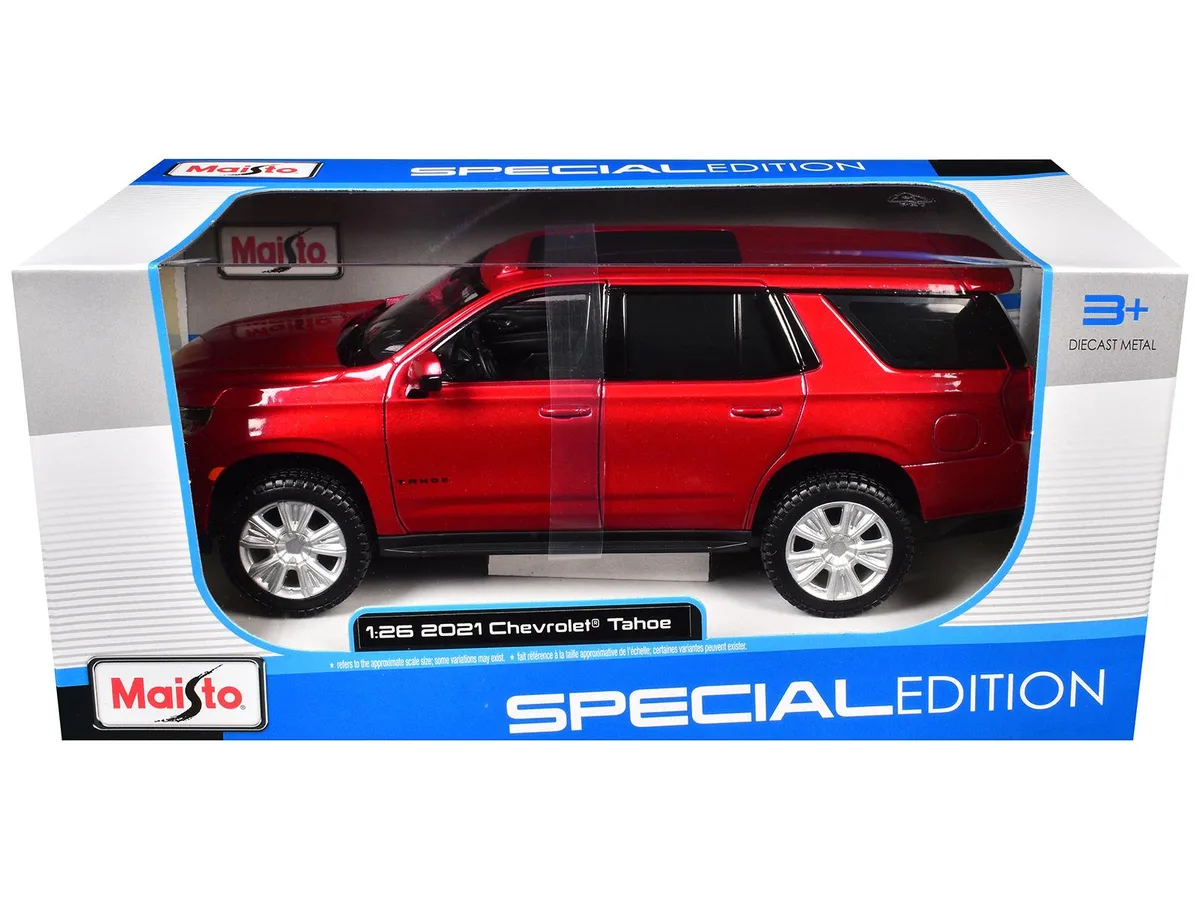 Maisto Maisto 2021 Chevrolet Tahoe Red Metallic Sunroof 1/24 Diecast Hobby Collectible — product photo