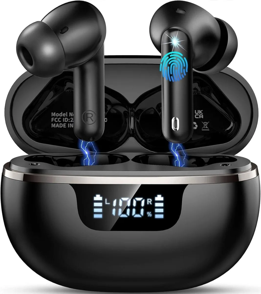  Jxrev W90 Bluetooth 5.4 earbuds 50h black — product photo