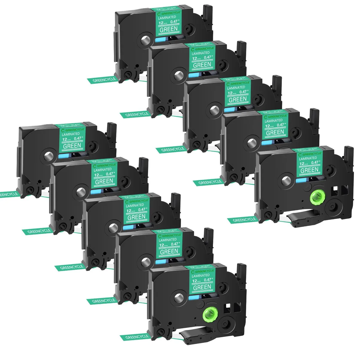 GREENCYCLE GREENCYCLE TZe-735 12mm White on Green Laminated Label Tape 20 Pack — product photo