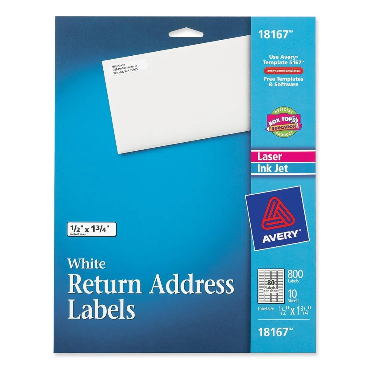 Avery Dennison Avery Dennison 18167 Return Address Label 0.50" x 1.75" White 80/Pack — product photo