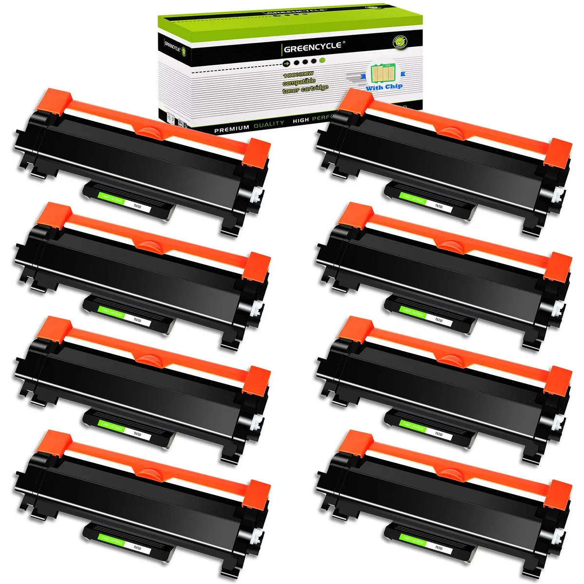 GREENCYCLE GREENCYCLE TN760 Black Toner Cartridge 8 Pack 3000 Pages — product photo