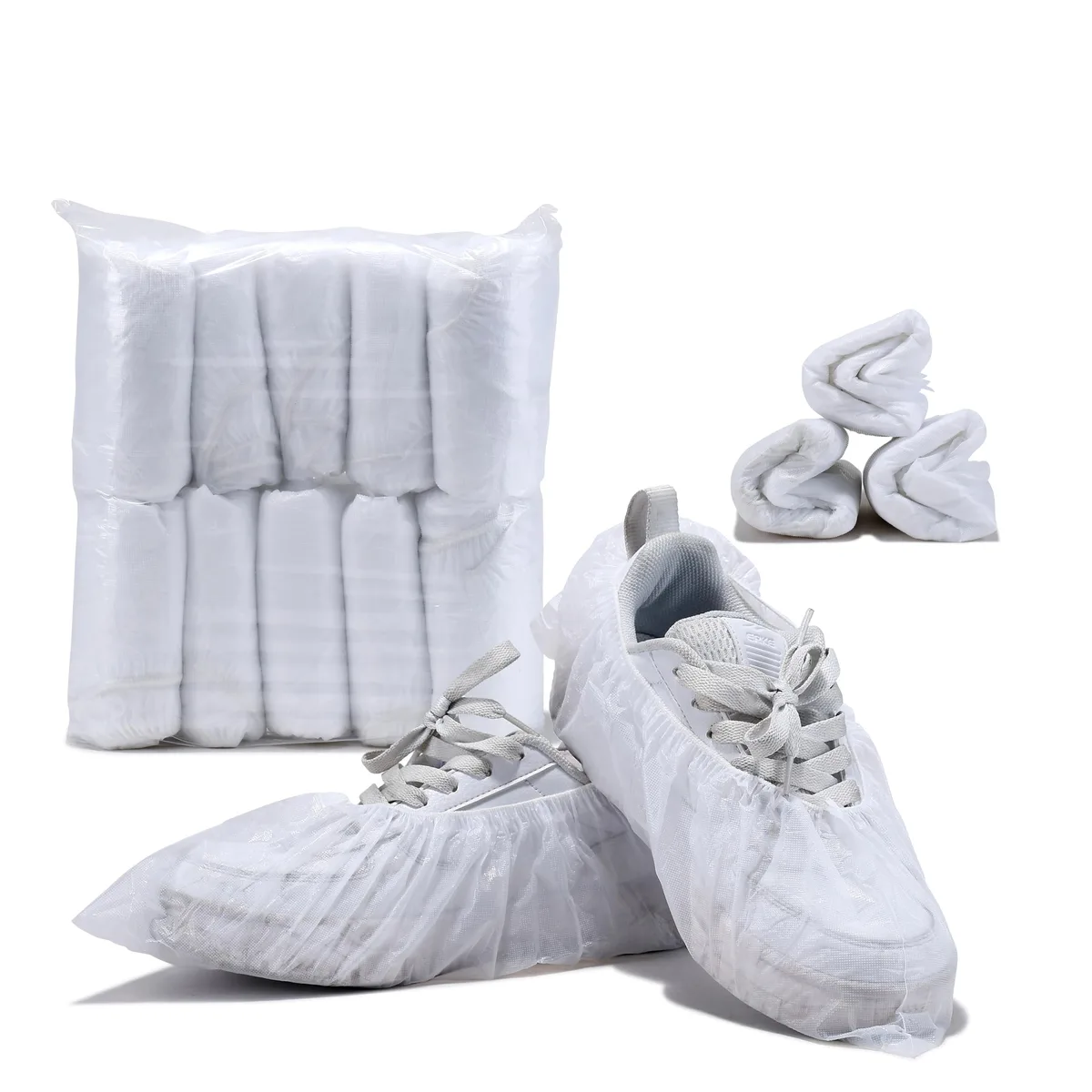 yeecyclean Disposable Shoe Covers White 100PCS (50 Pairs) Large — product photo