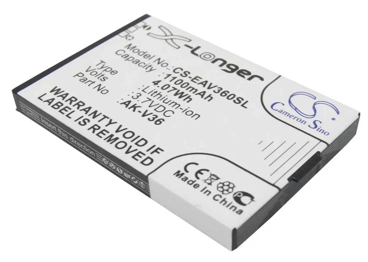 Rectangular Cameron Sino replacement battery with silver label and connector wires