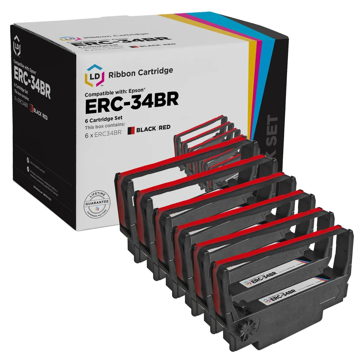 LD Products LD Products ERC-34BR Printer Ribbon Black &amp; Red 6-Multipack — product photo