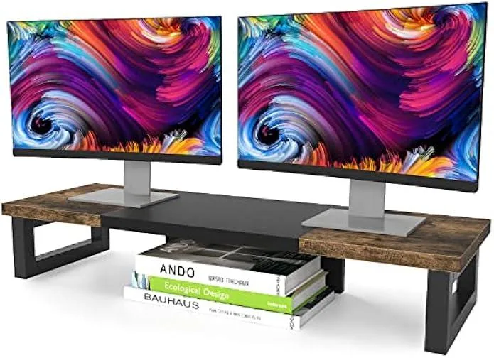 TAURKENAM TAURKENAM Dual Monitor Stand Riser Wood Steel — product photo