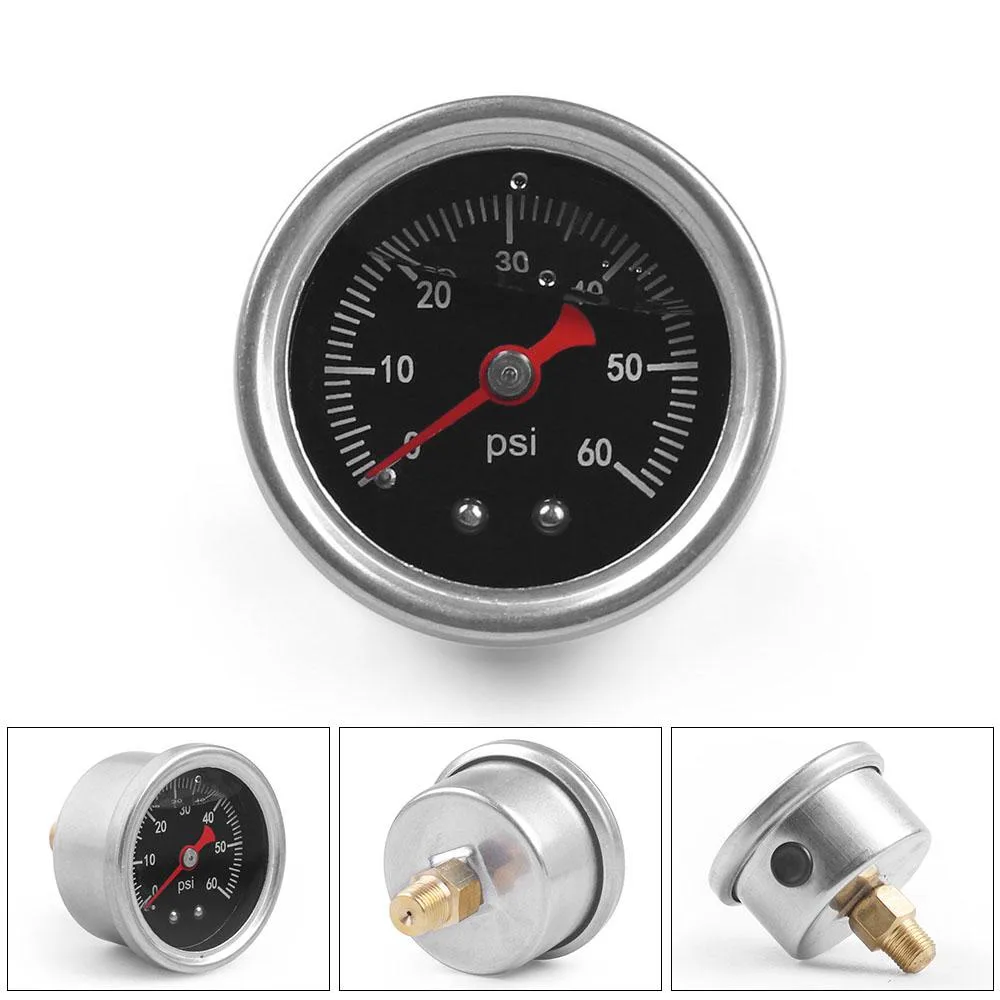 Dyno Racing Dyno Racing Fuel Pressure Gauge 0-60 PSI 1/8 NPT Black Face — product photo