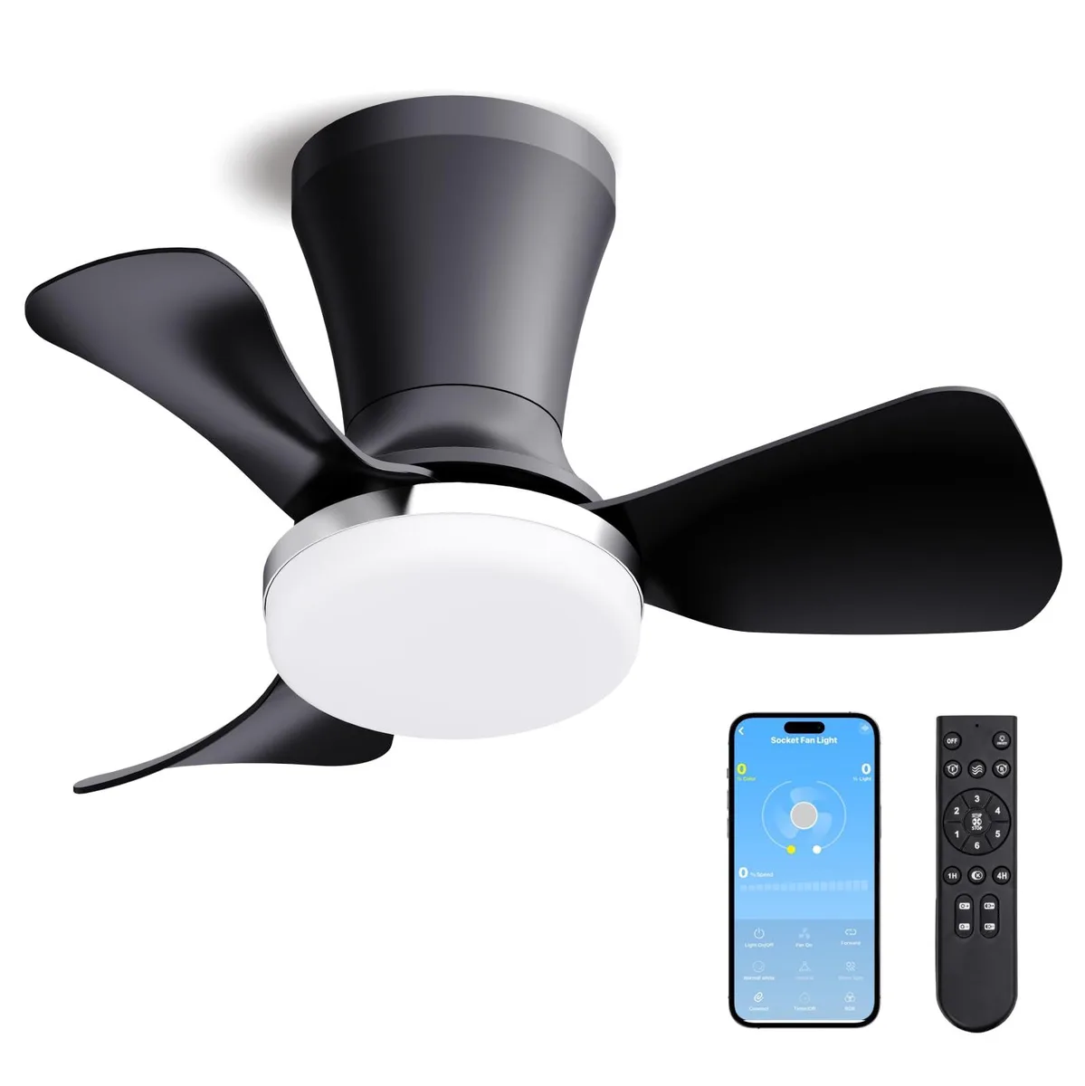  LANMEL 22 Inch Ceiling Fan Silver &amp; Black — product photo