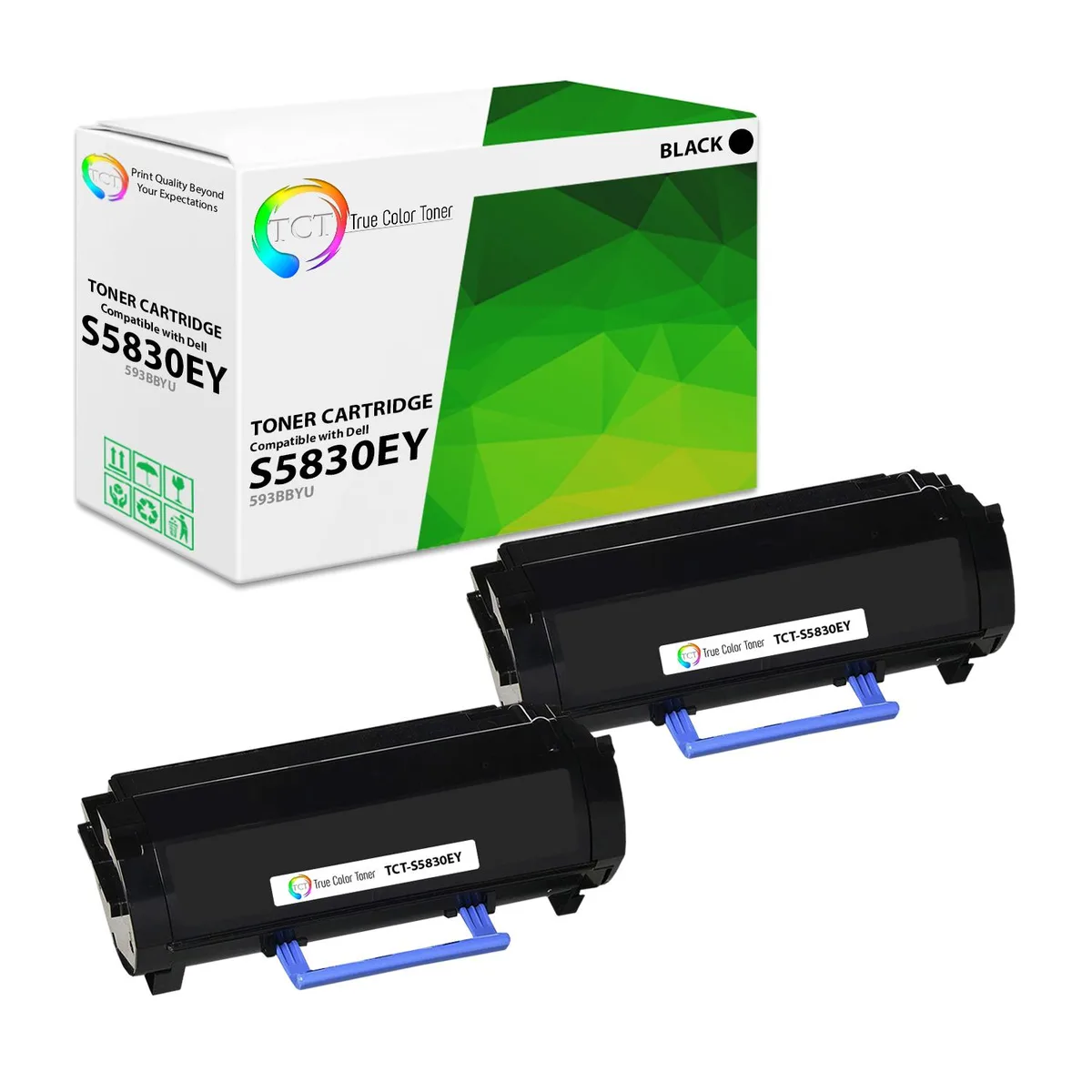 TCT TCT 593BBYU Black Toner Cartridge 2 Pack Extra High Yield 45000 Pages — product photo
