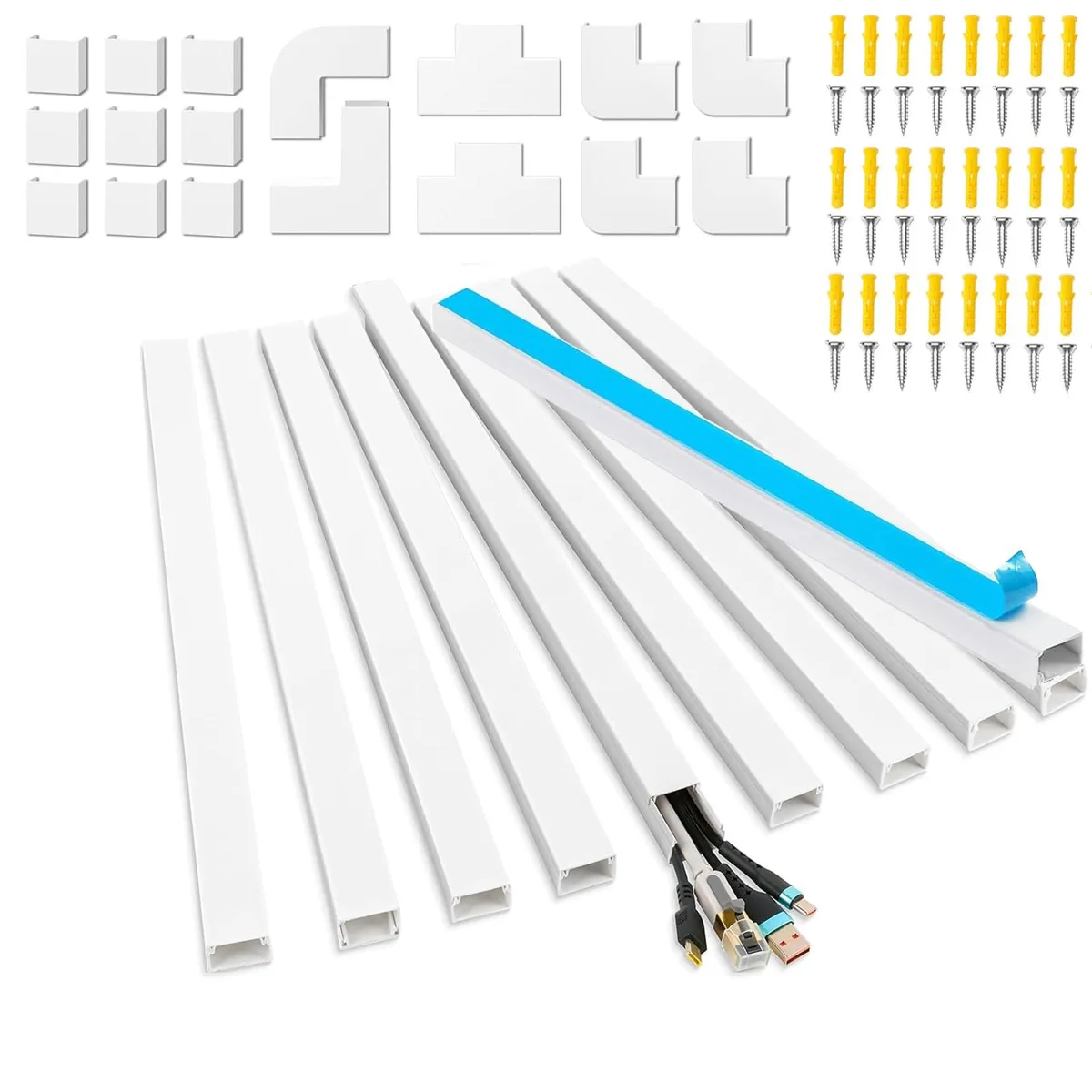 NeoBorder 157in PVC Cord Cover White 15.75x0.95x0.1in — product photo