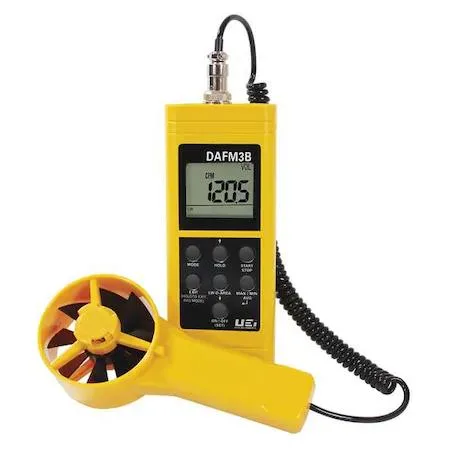 Handheld anemometer with rotating vane probe and carrying case