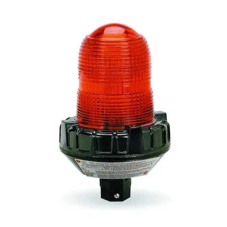 Amber glass dome strobe light on aluminium housing