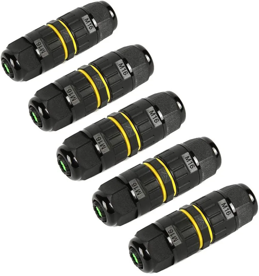 BONAEVER BONAEVER P68 IP68 Waterproof Junction Box M16 3-Pin 5-Pack — product photo