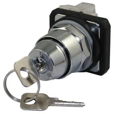 Dayton 30 mm keyed selector switch, chrome metal bezel, two-position