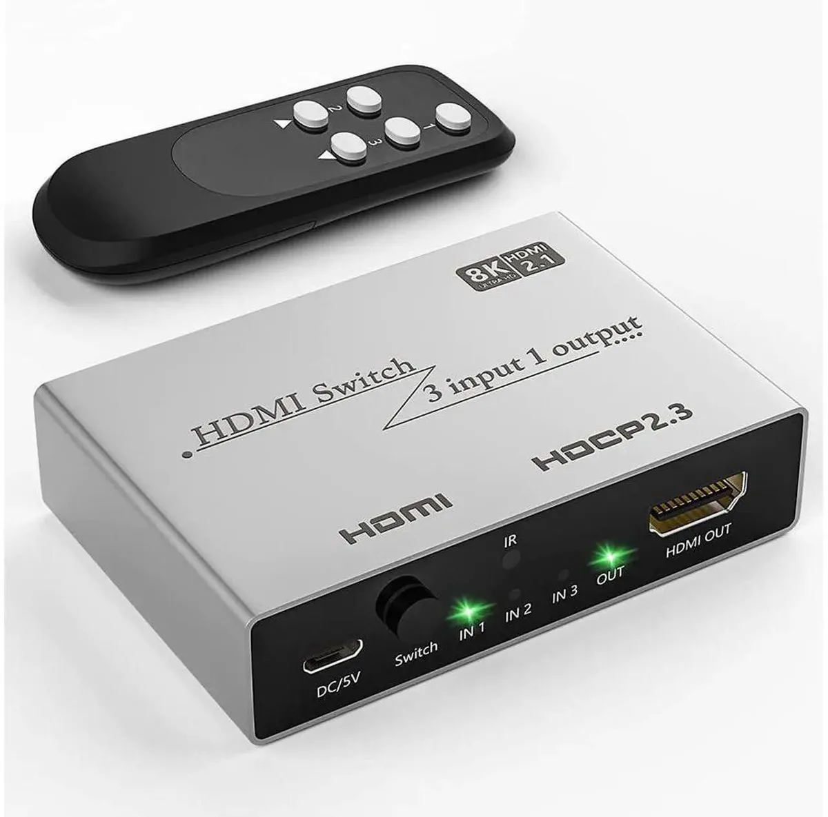 SMUGDESK SMUGDESK HDMI 2.1 3 In 1 Out Video Switch 8K@60Hz 4K@120Hz 48Gbps IR Remote — product photo