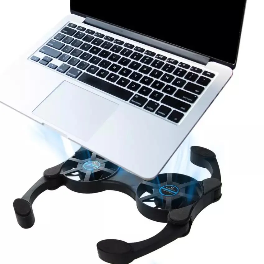 NShi NShi Dual USB Cooling Fan Pad Foldable Slim 2 Fans 28CFM 2200rpm Black ABS — product photo