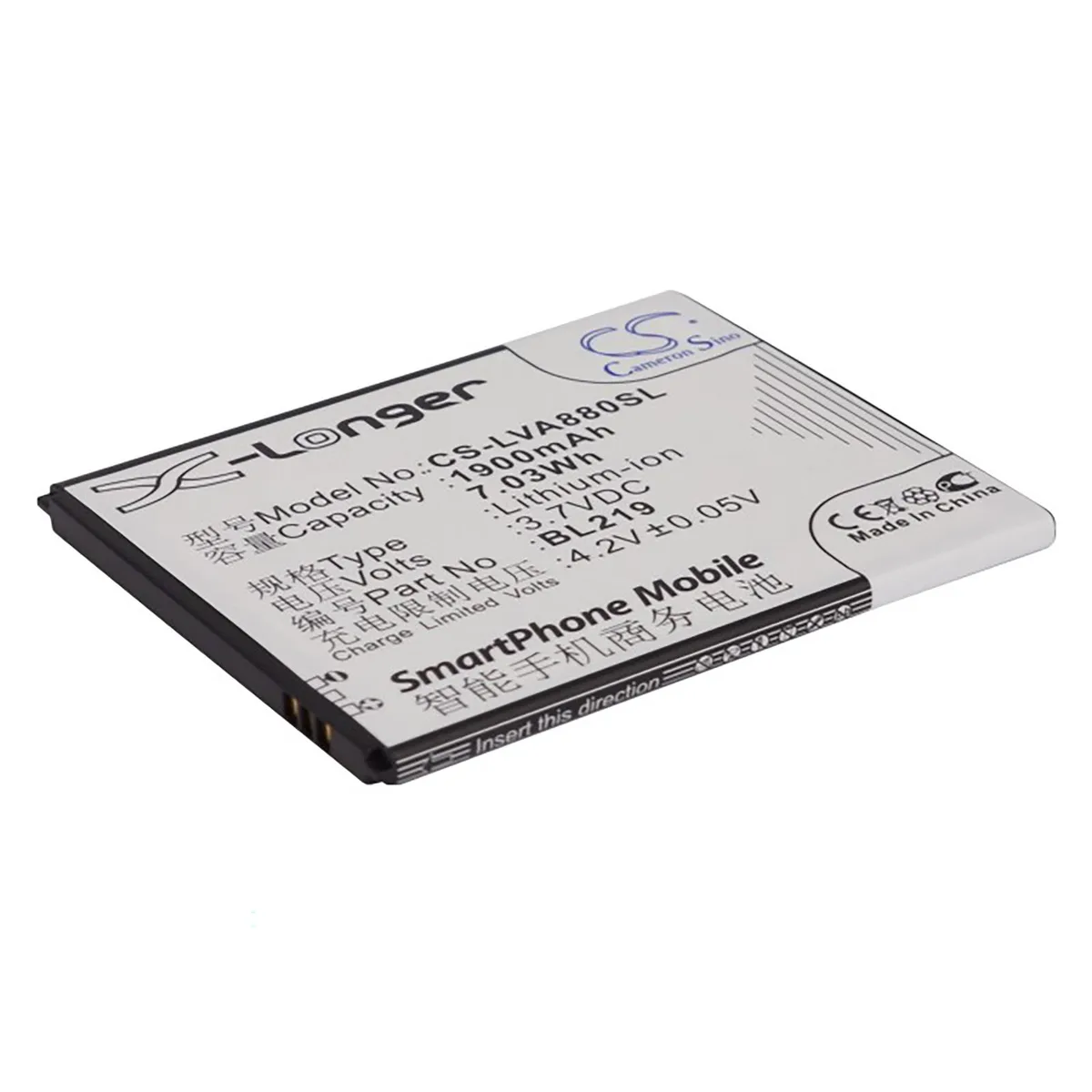 Cameron &amp; Co Cameron &amp; Co DS-CS-LVA880SL cell phone battery 1.9 Ah BL219 — product photo