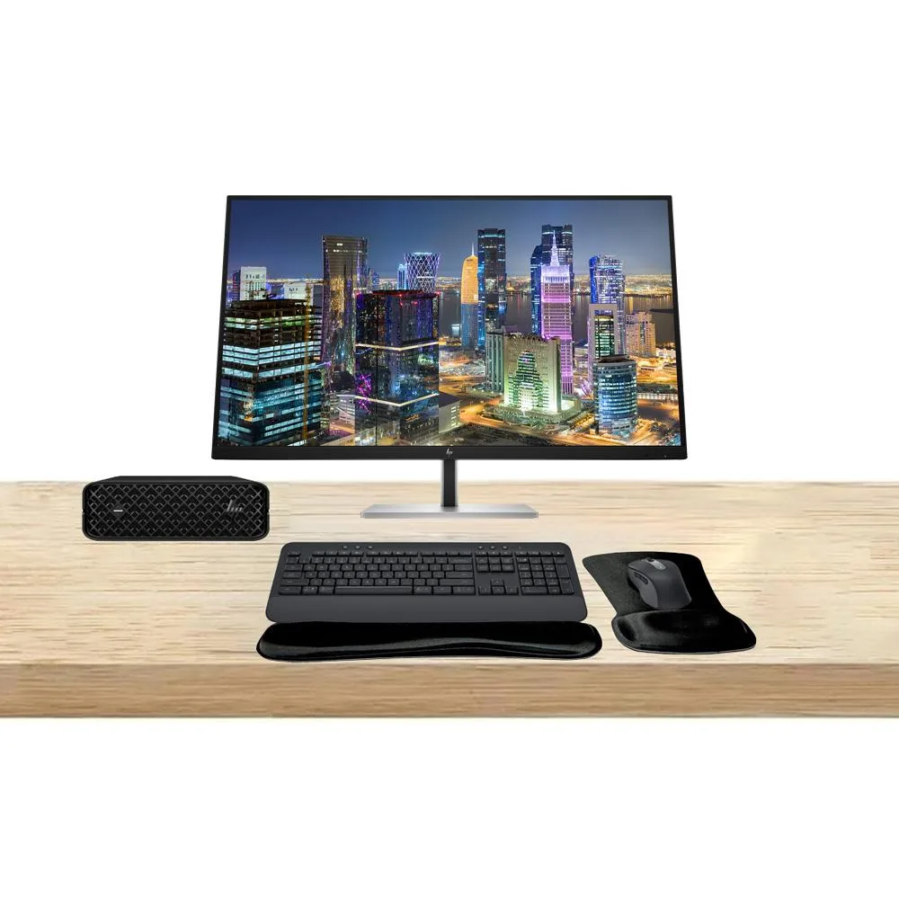 HP HP Z2 Mini G9 Workstation Bundle i7-14700 32GB 512GB Dual 32-inch 4K Monitors MK650 — product photo